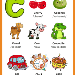 Free Printable Letter C Vocabulary Learning Chart for Kids