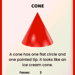 A pink 3D cube on an educational worksheet titled CUBE, listing its properties as 6 faces, 12 edges, and 8 corners.