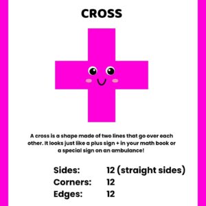 Cross Colorful 2D Geometric Shapes Vocabulary Worksheet