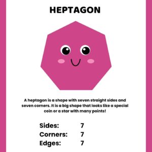 Heptagon Colorful 2D Geometric Shapes Vocabulary Worksheet