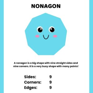 Nonagon Colorful 2D Geometric Shapes Vocabulary Worksheet