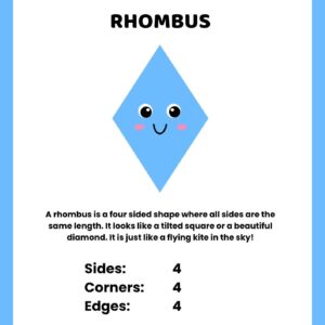 Rhombus Colorful 2D Geometric Shapes Vocabulary Worksheet