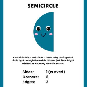 Semicircle Colorful 2D Geometric Shapes Vocabulary Worksheet