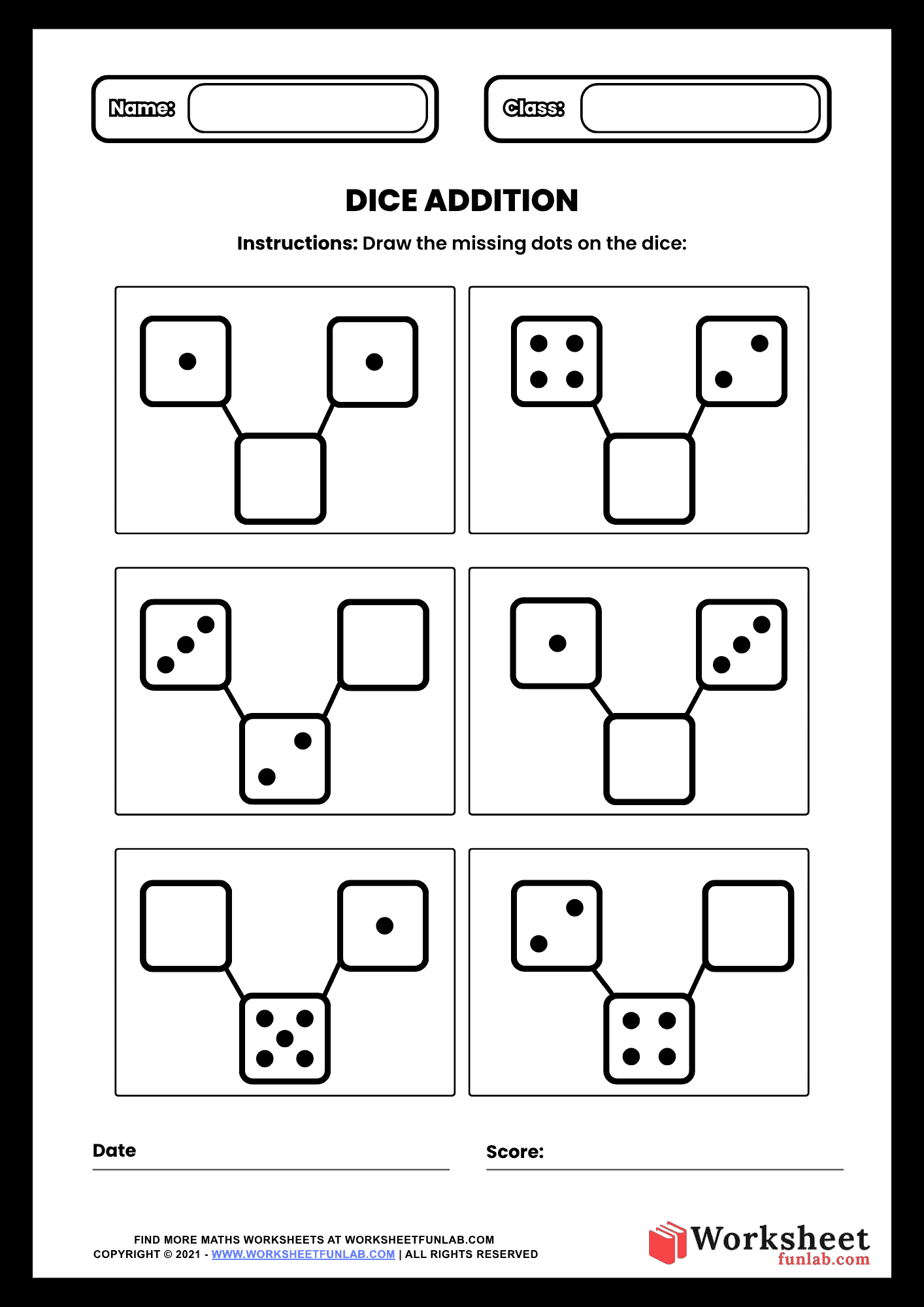 Dice Addition Missing Dots